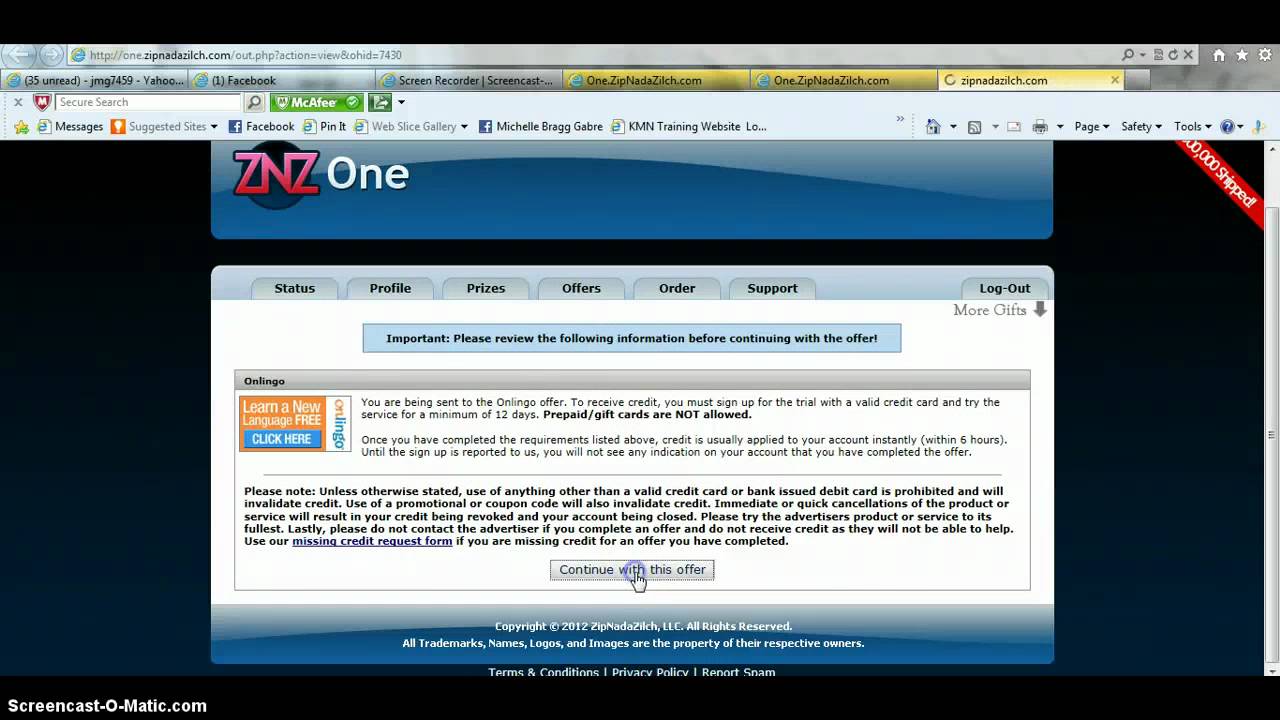 ZNZ One & ZNZ Big Cash Sign Up