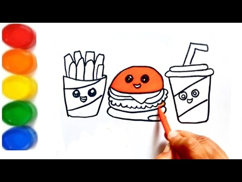 Fast food drawing || how to draw cute fast food drawing video - YouTube