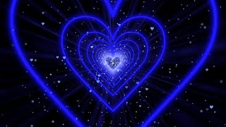 10 Hours. 4K Neon Lights Love Heart Tunnel Background💙Blue Heart Background corazones blanco y negro