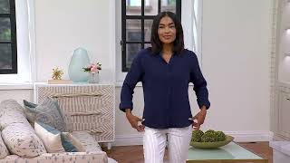 Studio Park x Amy Stran Cotton Gauze Button Front Shirt on QVC