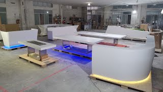 Celebrity Reception Desk Designs // Custom Corian Acrylic Solid Surface Furniture Profile