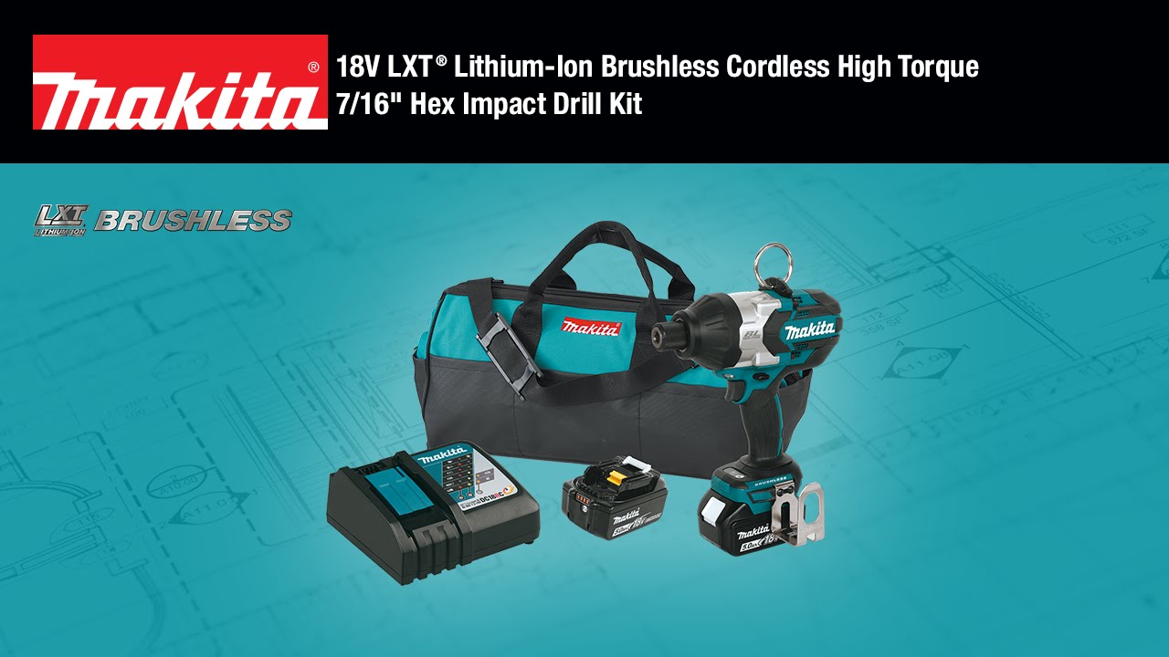 Makita XWT09Z 18V LXT� Lithium-Ion Brushless Cordless High Torque 7/16 Inch  Hex Impact Wrench, Tool Only
