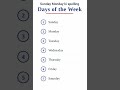 Sunday Monday ki spelling/ Sunday Monday/ Sunday Monday spelling/ Sunday Monday days name/ days name