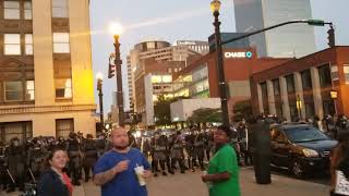 Police line at Louisville ky protest  friday may 29 2020
