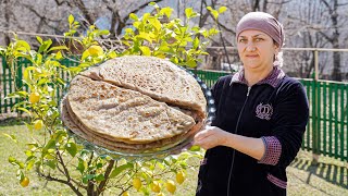 Village Woman Cooked Kutab With Chestnut Which She Picked From The Harvest - Azerbaijan Cuisine