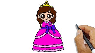 how to draw a girl draw so cute princess so easy simple drawings for beginners