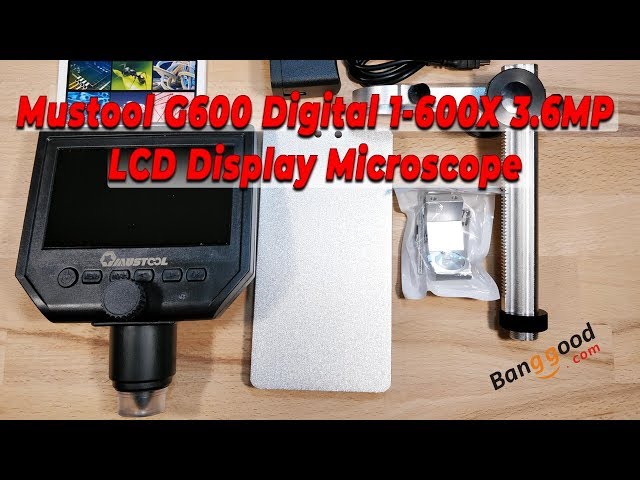 Digital Portable 1-600X 3.6MP 4.3inch HD OLED Display Microscope Continuous  Magnifier with Aluminum Alloy Stand