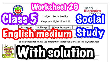 Class 5 Social Study (English medium) worksheet 26 solved Assignment || EDMC CLASS 5 Social study