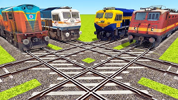 4 Trains Running At Diamond Railroad Crossing | Trains Railroad Crossing | Train Simulator 2022