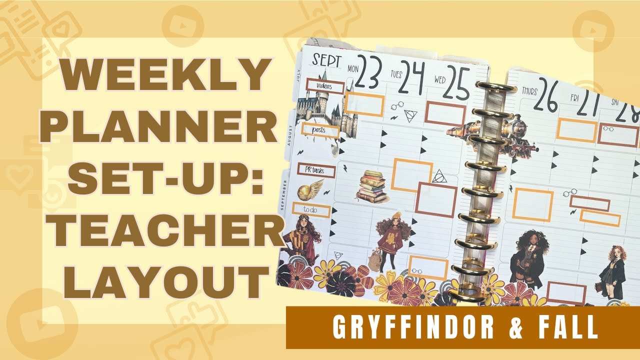 Plan With Me: Gryffindor + Fall | Happy Planner Teacher Layout - Weekly ...