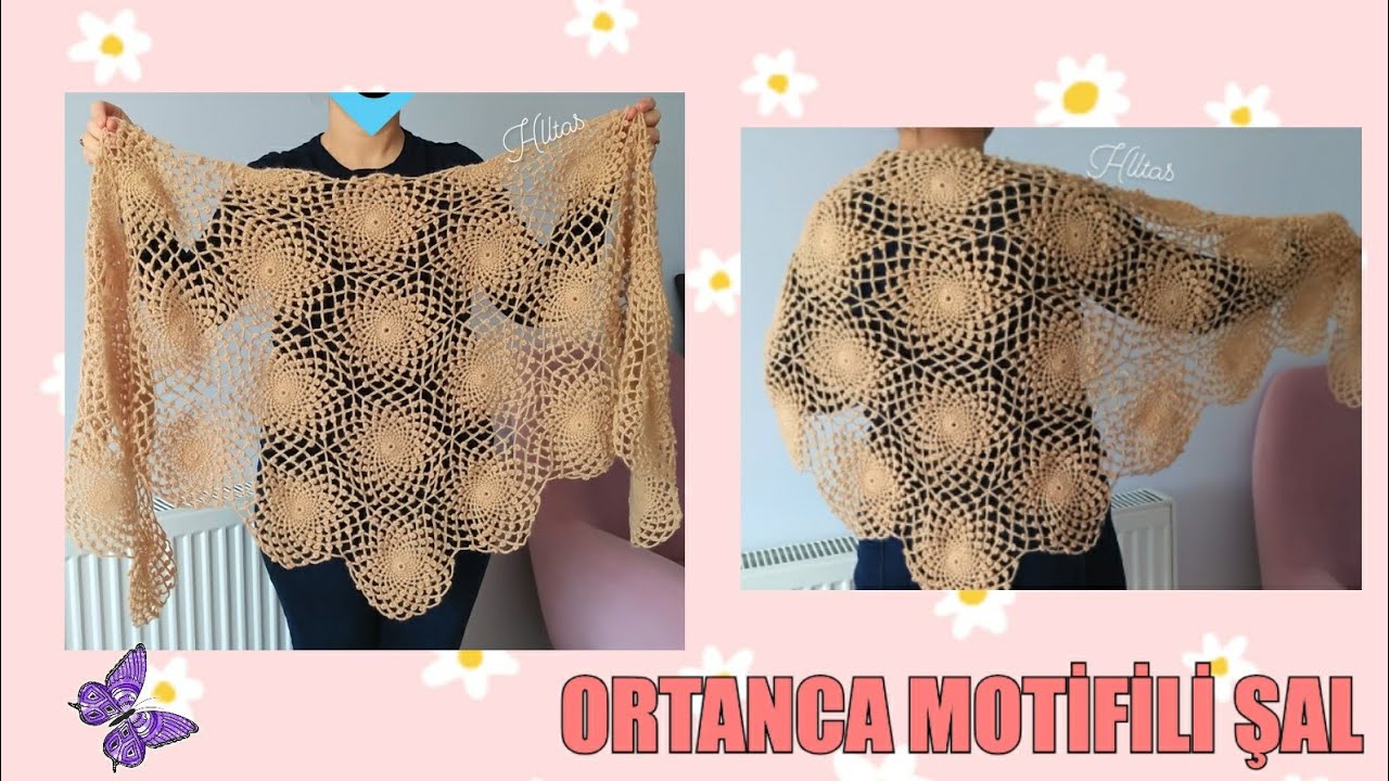 ORTANCA MOTİFLİ ŞAL KOLAY TEKNİK İLE