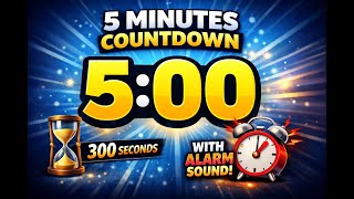 5 Minutes Countdown Timer ⏳ | 300 Seconds Timer with Alarm