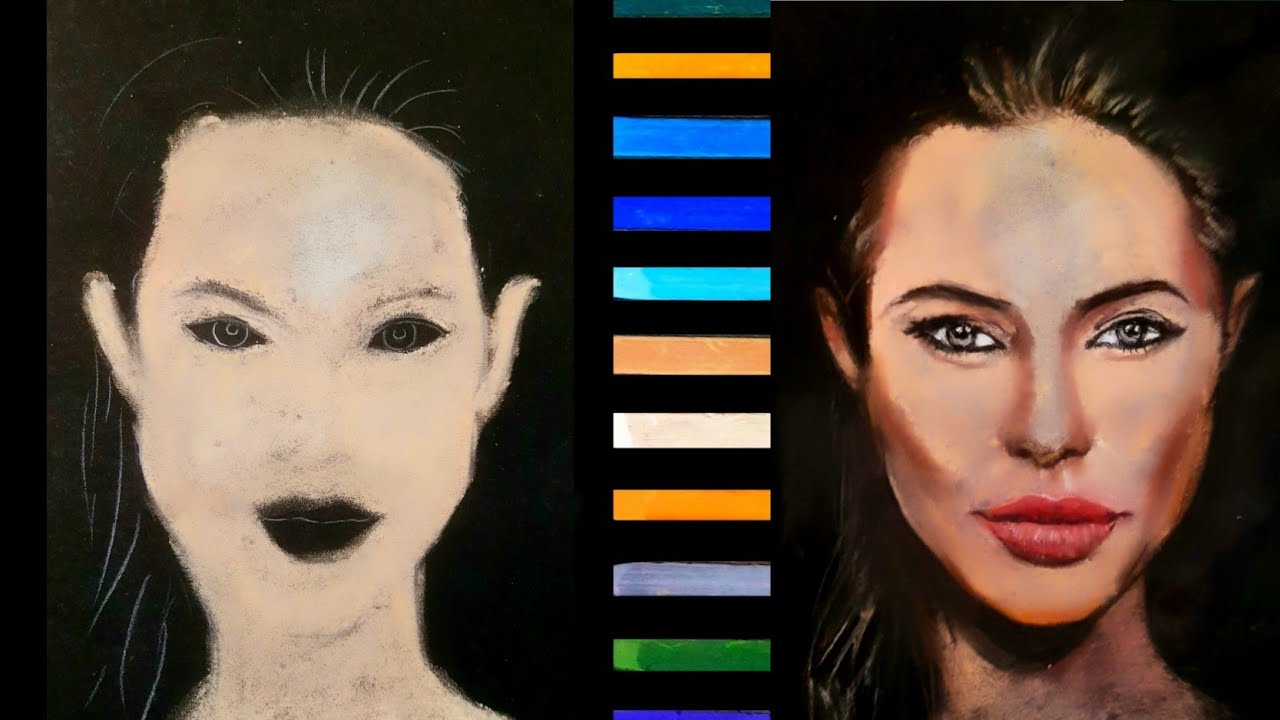 How to draw realistic portrait using soft pastel on black paper ...