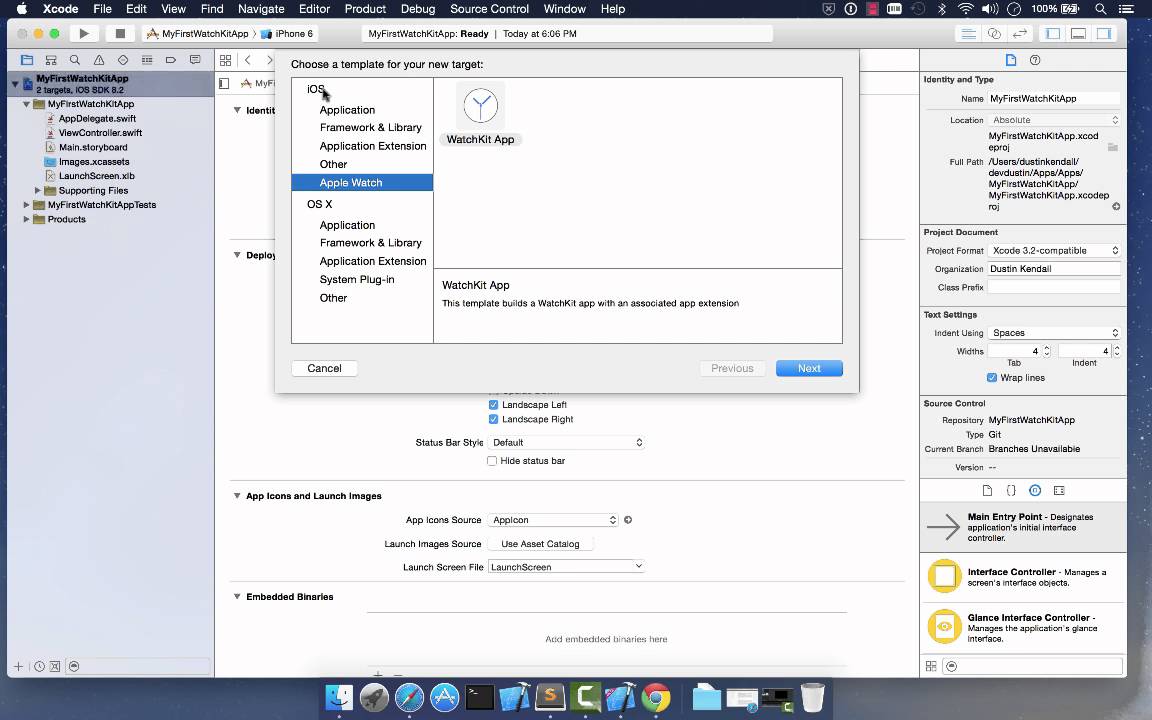Watchkit tutorial 2 of 17 - project setup