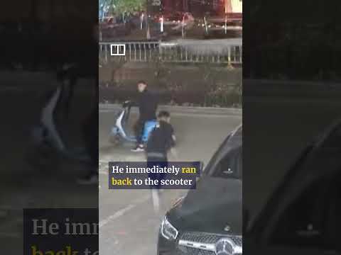 Car stealers lose scooter in chaotic escape #shorts