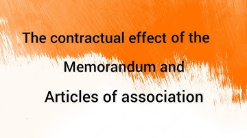 😎The contractual effect of the Memorandum and Articles of Association