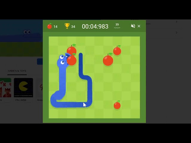 Google Snake - Speedrun 43s 320ms (Small Field, 5 Apples, Classic