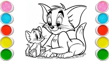 Tom and Jerry Drawing | How to draw Tom Jerry for kids | step by step Tom Jerry drawing & coloruing