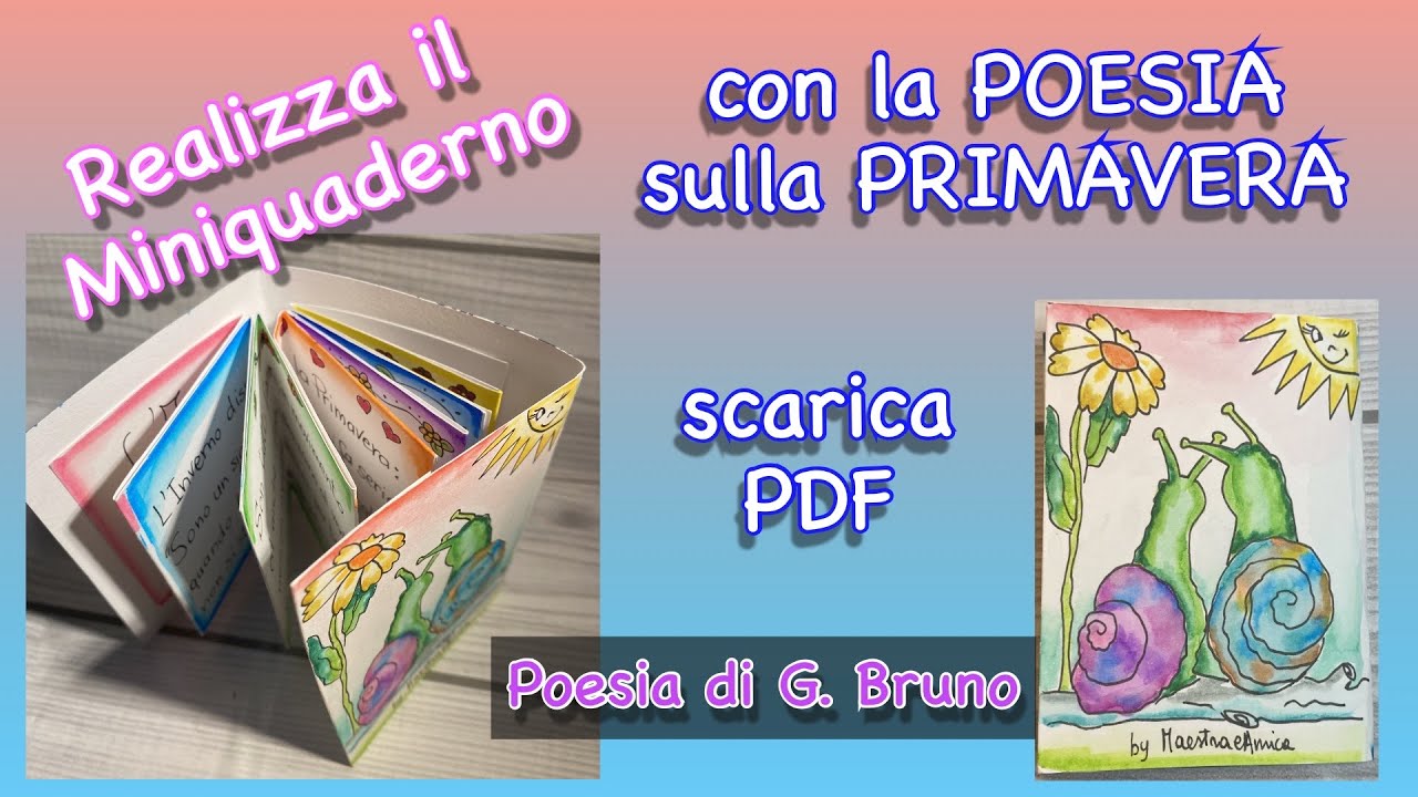 LA PRIMAVERA Crea Mini quaderno con poesia di G. Bruno scarica PDF GRATIS colora,ritaglia, incolla