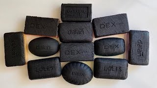 Cutting painted soap cubes - carving crunchy soap strips. 🖤 Резка черный крашенных кубиков на мыле.