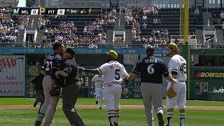 Benches clear after Carlos Gomez, Pirates get into it