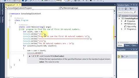 C#  program to find the sum of first 10 natural numbers