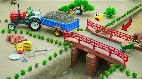 diy tractor Build a mini concrete bridge using rc tractor science project | @topminigear