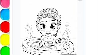 How to draw Elsa from Frozen, Elsa Disney princess drawing #frozen2 #frozen #colouringpages