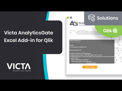 Victa Qlik Solutions - AnalyticsGate The Excel Add-In for Qlik Sense    Business Intelligence Tool