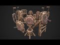 Darts and Dart Board .3D Model Set. Shooting range Target .