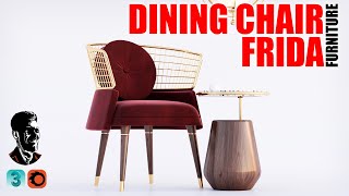 FRIDA DINING CHAIR, COFFEE TABLE and CEILING LAMP MODELING - 3Ds Max - Corona Renderer