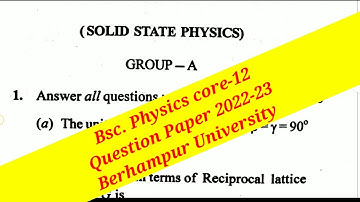 Solid State Physics Q Paper 2022-23 Berhampur University Majhi Tutorial
