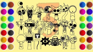 모든 Sprunki 3단계 그리기 - Oren, Brud, Simon, Wenda, Mr. Sun, Gray, Raddy, Black, Tunner,