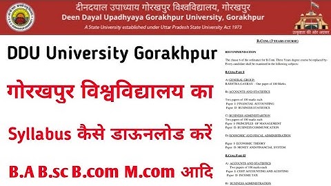 DDU University Gorakhpur Syllabus 2020 Download Now Gorakhpur University Syllabus