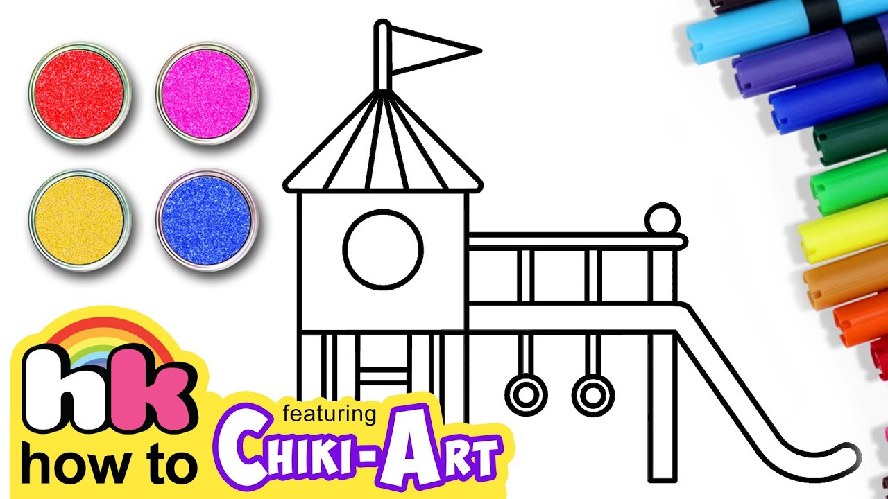 How to Draw Playground Slide | Easy Drawings for Kids | Chiki Art ...