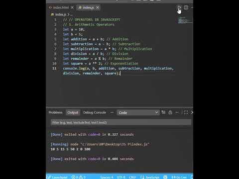 JavaScript   Operators   Arithemetic Operator