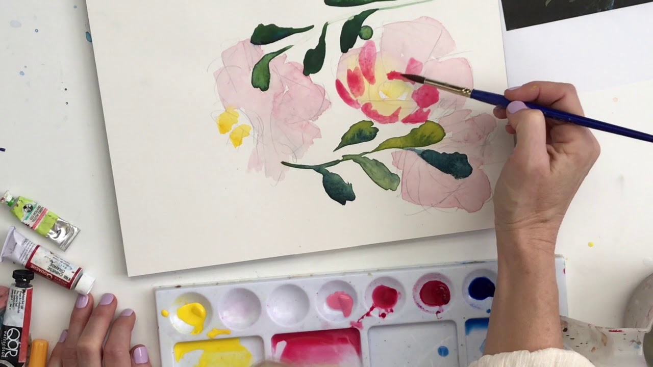 Layering with Watercolors and Flowers - YouTube