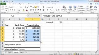 NPV and IRR in Excel 2010
