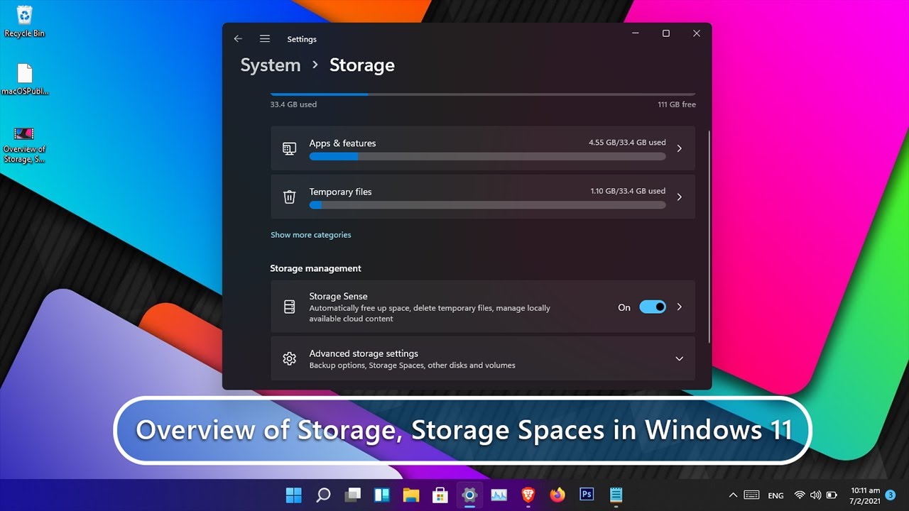 Overview of Storage, Storage Spaces in Windows 11 - YouTube