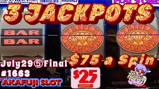 3 Jackpots at Triple Double Diamond Slot Massive Win in Las Vegas 赤富士スロット ラスベガスで大儲け