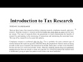 Introduction to Tax Research