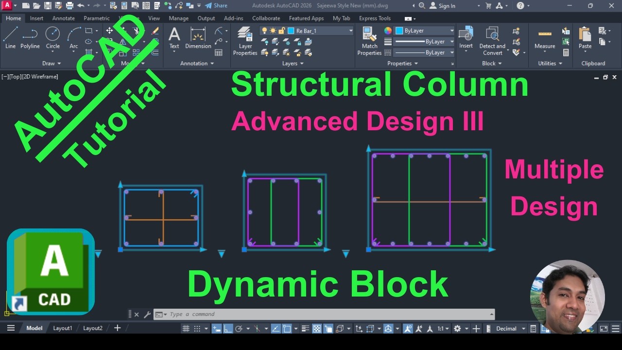 Dynamic Shape Column Section AutoCAD Dynamic Block| Structural Column Multiple Design - Advanced ...