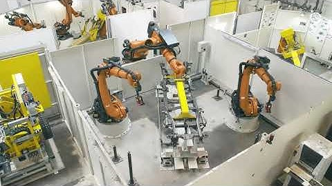 45 KUKA robots welding ladder frames for automotive