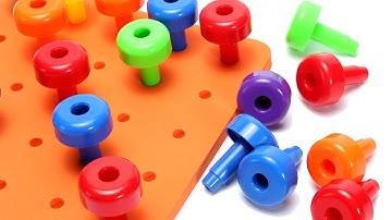 Peg Board Set Fine Motor Toy Video for Toddlers, Learning Color Video for Kids with Pegboard Feature