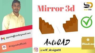 AutoCAD Mirror 3d | Mirror command | Mirror in Autocad | AutoCAD 3d |Mirror object in 3d|Self Design