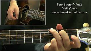 How To Play Neil Young Four Strong Winds (intro only) chords