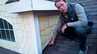Repairing the rotten roof and shake on this dormer of a home in Pinehurst.