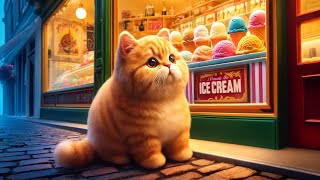 CAT and Ice cream #cat #cute 😿😿