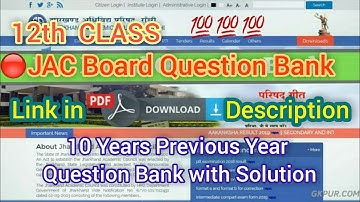 Jharkhand Board JAC Class 12 Previous Year Question Papers Pdf, 10 Years Previous Question, Sync Sen