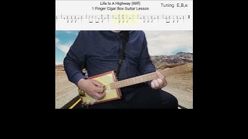 1 Finger CBG - Life Is A Highway (Riff) - Easy "No Chat" #3string #cigarboxguitarlesson  w tab